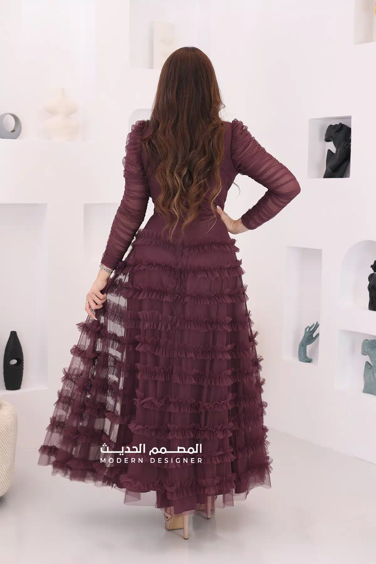 فستان سهرةفخم طبقات تل فستان سهرةفخم طبقات تل