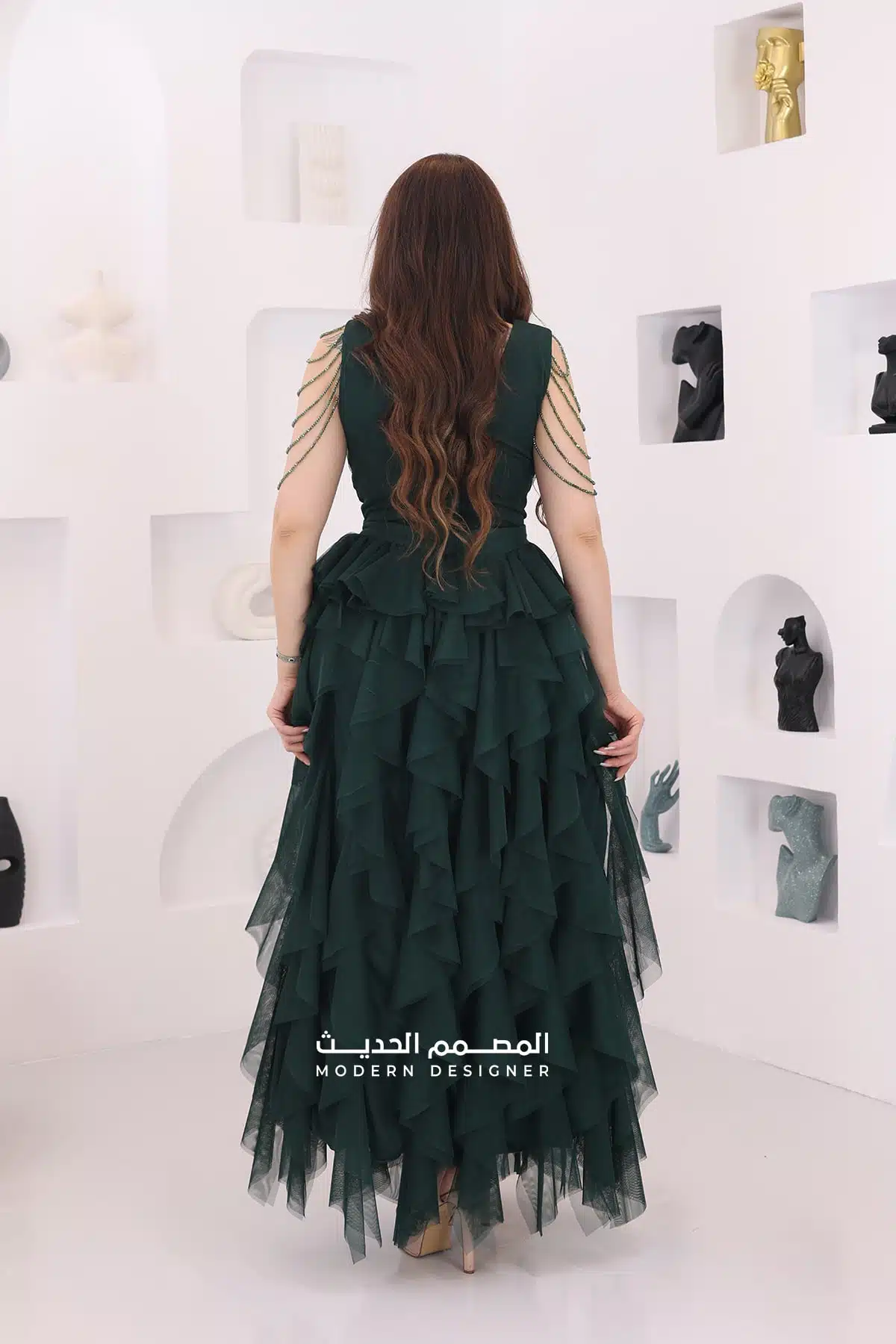 فستان سهرة تل طبقات فاخرة