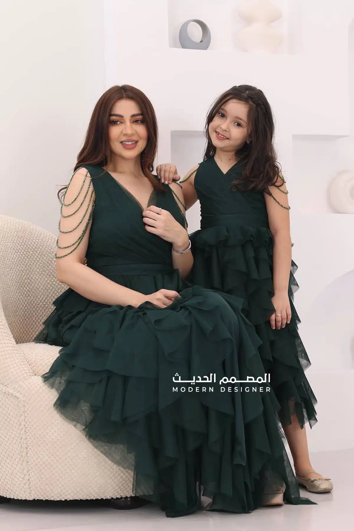 فستان بناتي تل طبقات فخمة