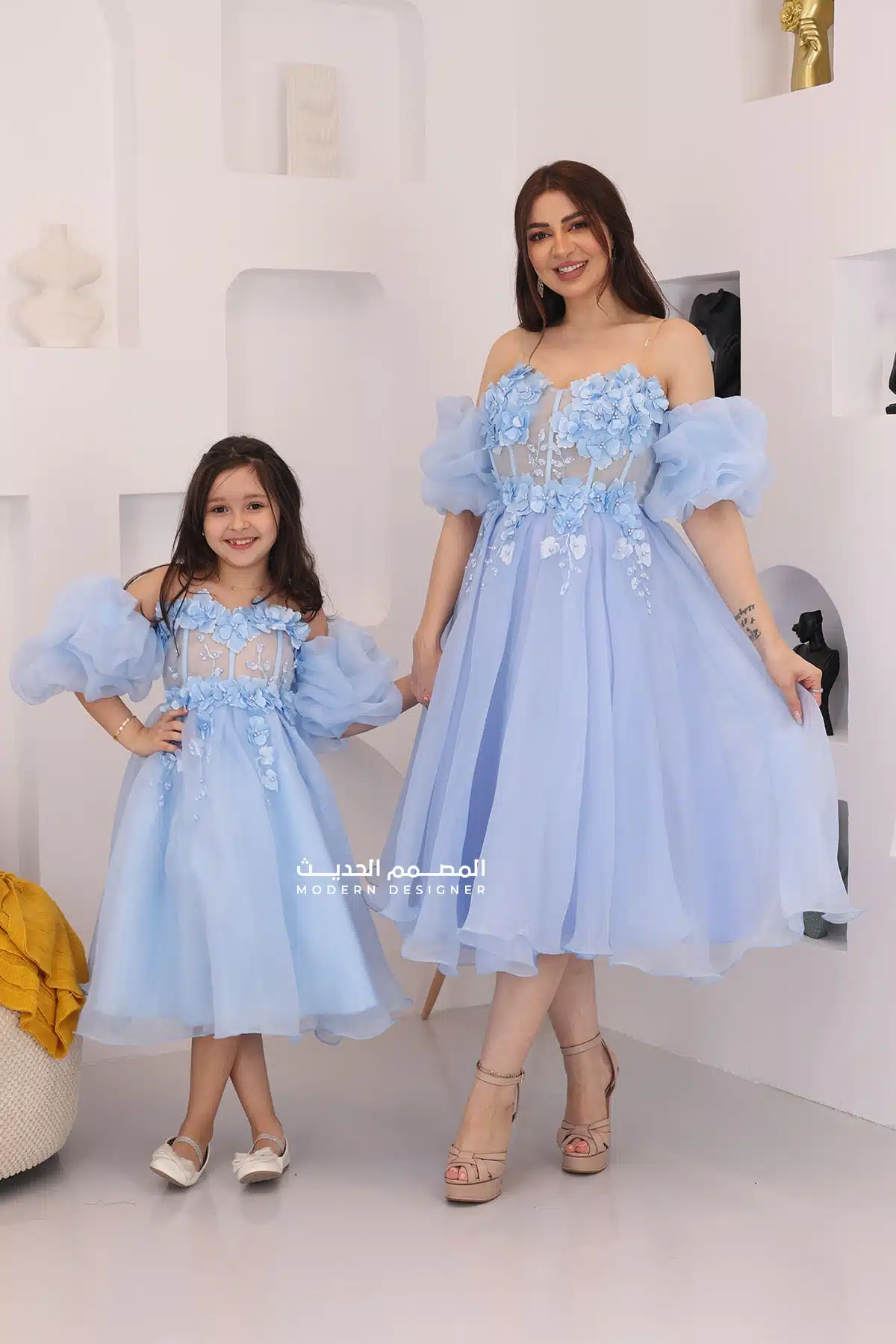 فستان بناتي فخم بأكمام بوف فستان بناتي فخم بأكمام بوف