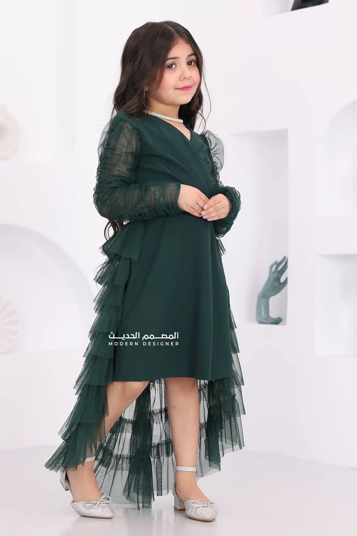 فستان بناتي زيتي فخم فستان بناتي زيتي فخم
