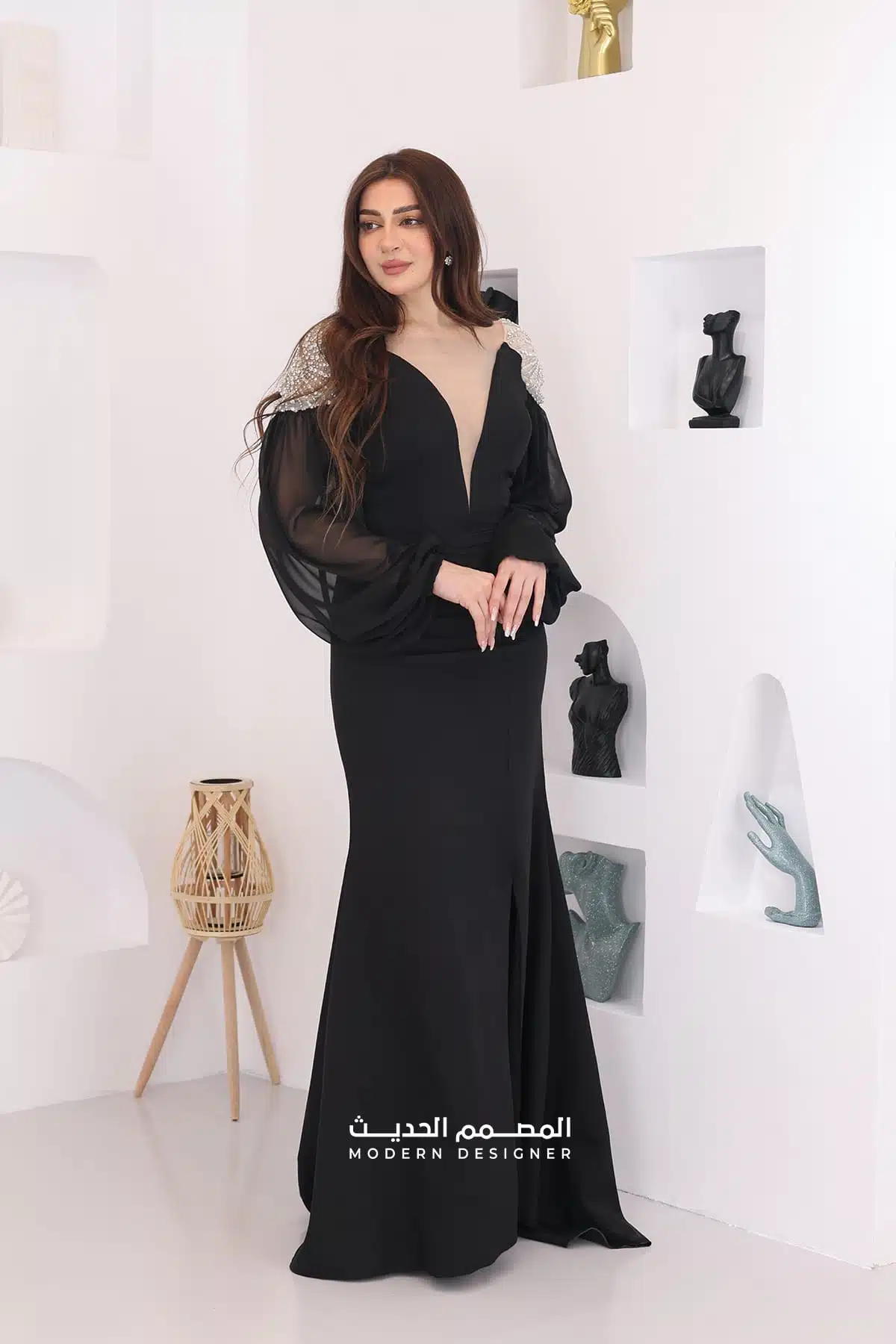 فستان مناسبات بأكمام شيفون فستان مناسبات بأكمام شيفون