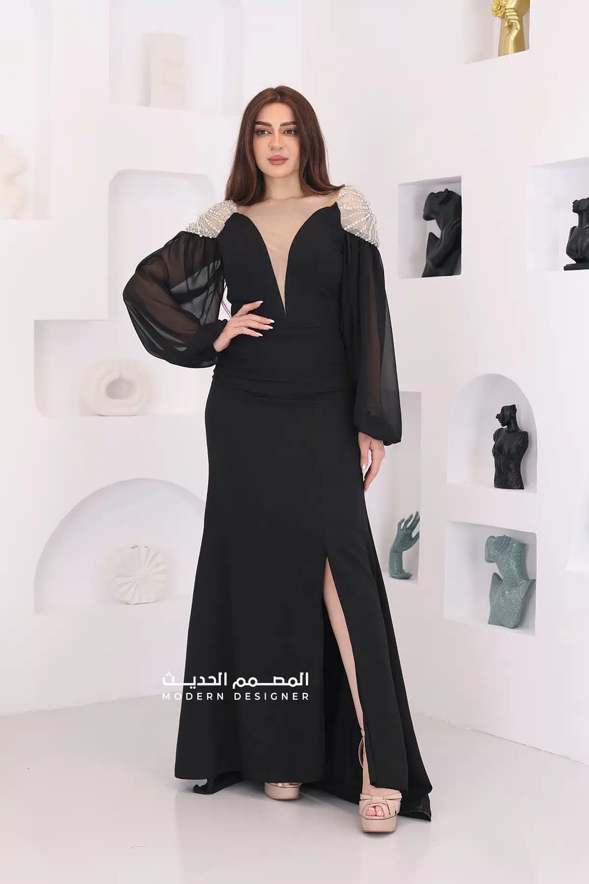 فستان مناسبات بأكمام شيفون فستان مناسبات بأكمام شيفون