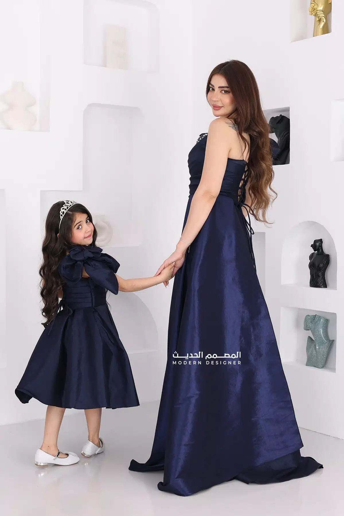 فستان بناتي انيق بفيونكة بالكتف