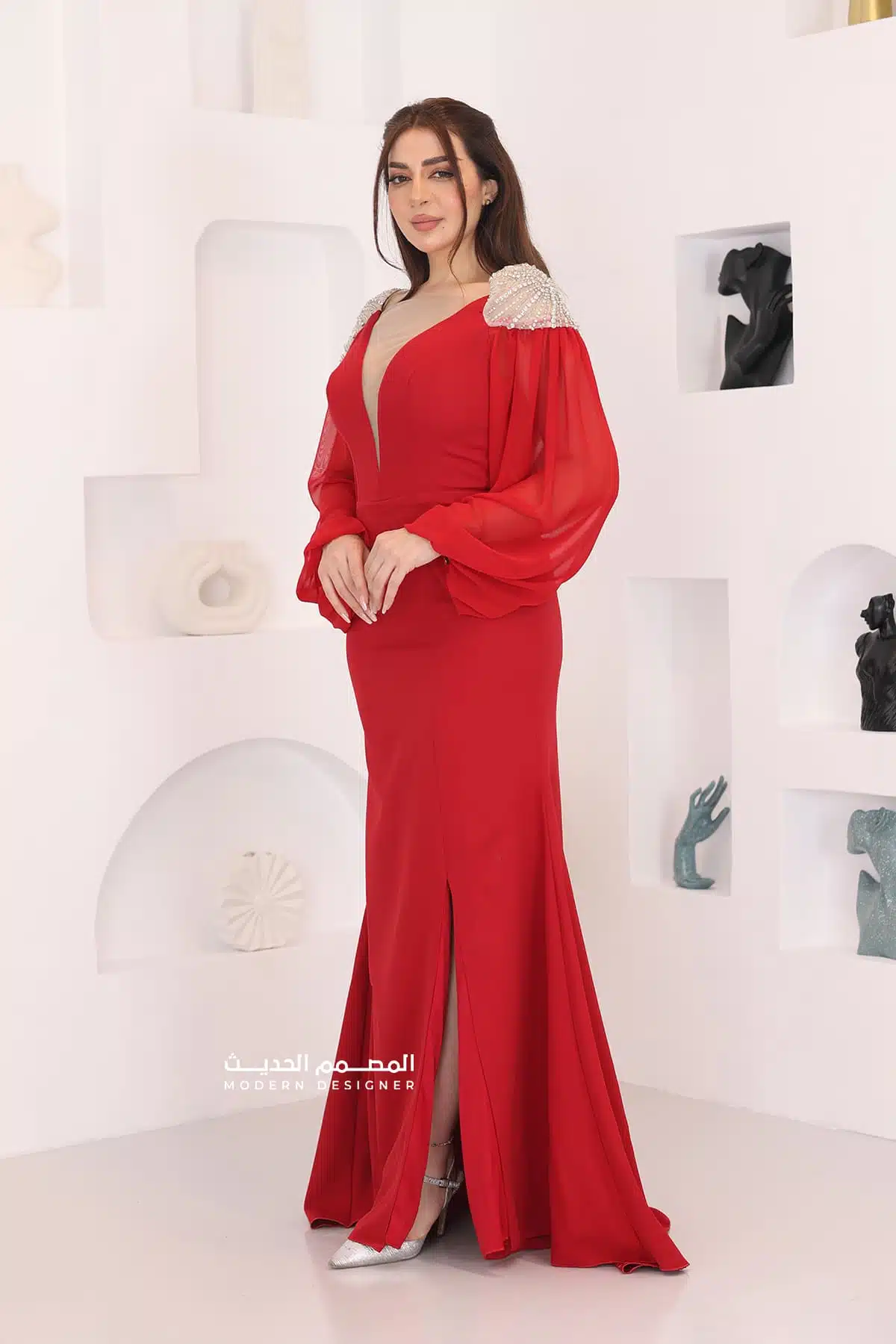 فستان مناسبات بأكمام شيفون فستان مناسبات بأكمام شيفون