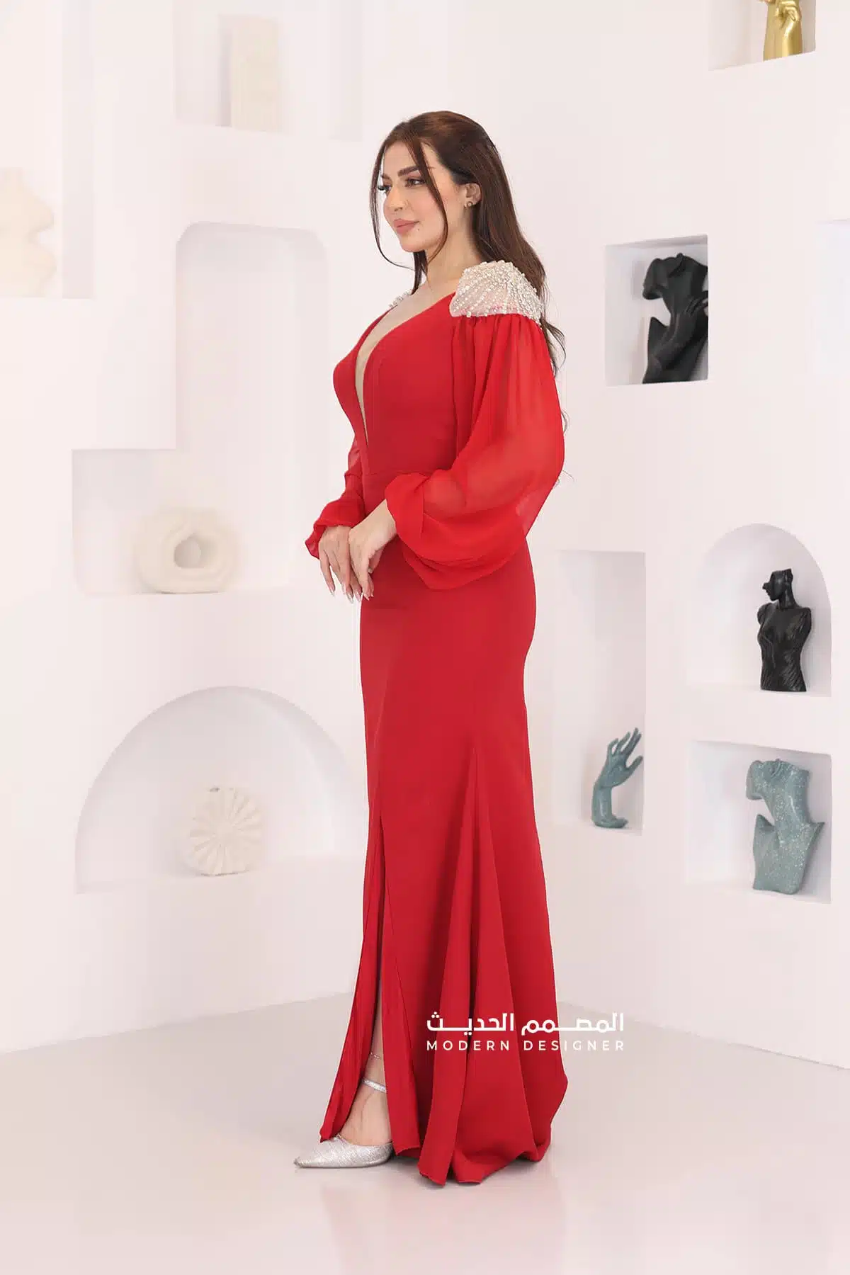 فستان مناسبات بأكمام شيفون فستان مناسبات بأكمام شيفون