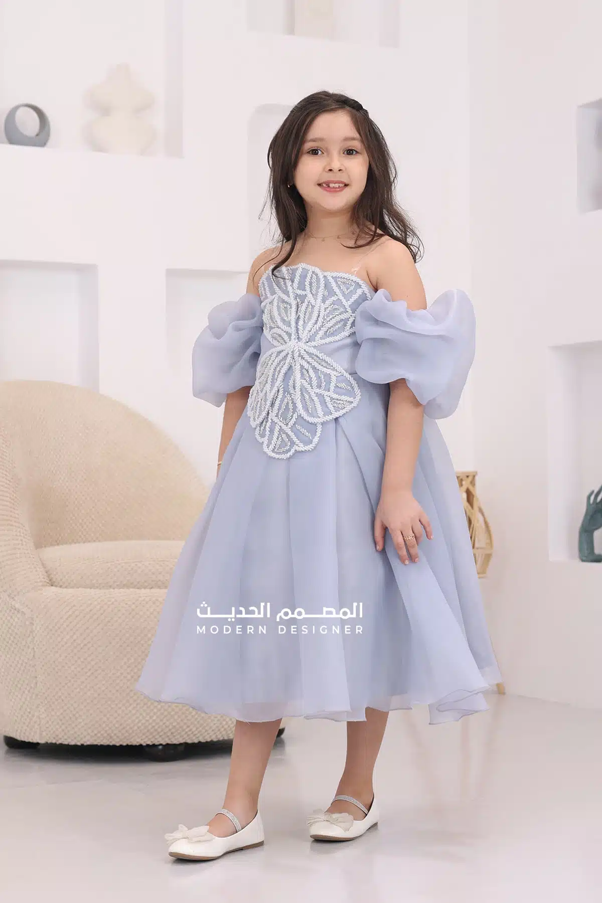 فستان بناتي بتطريز راقي