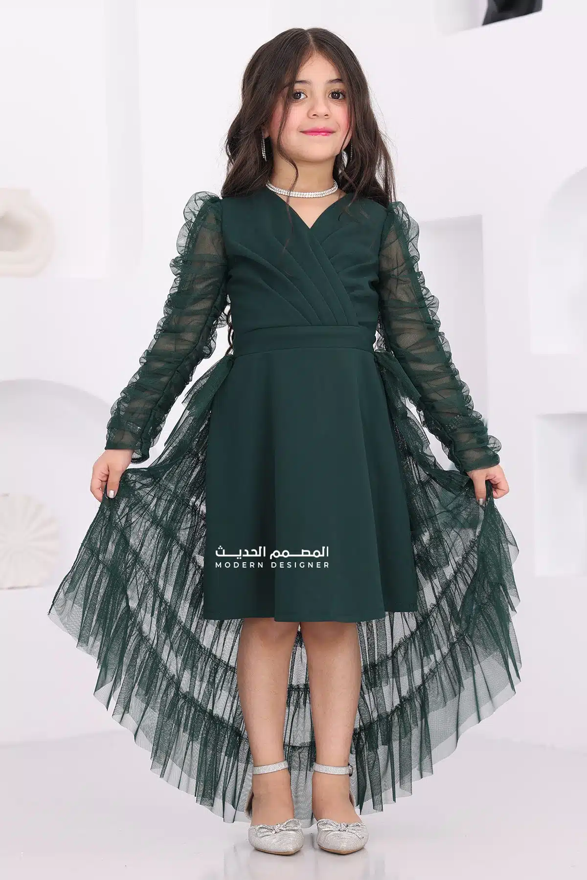 فستان بناتي زيتي فخم فستان بناتي زيتي فخم