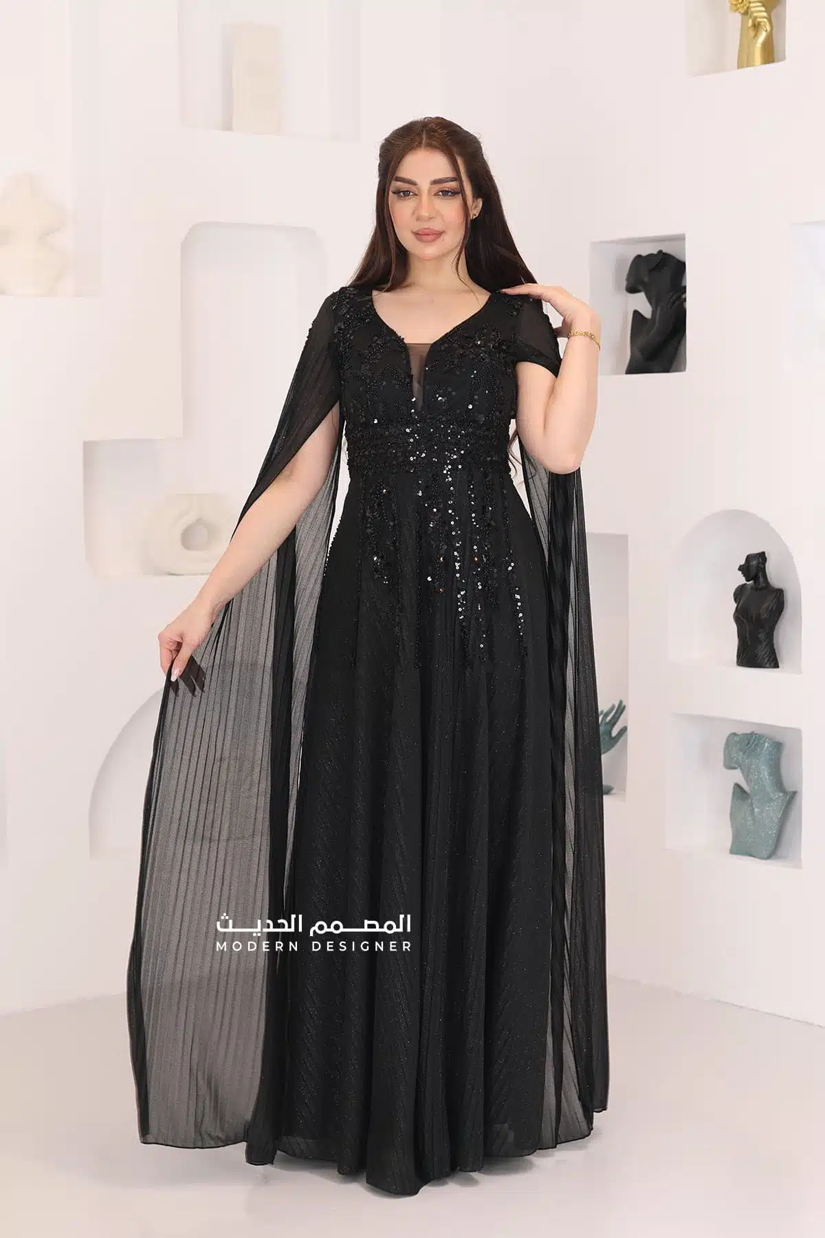 فستان سهرة شيفون لمعة
