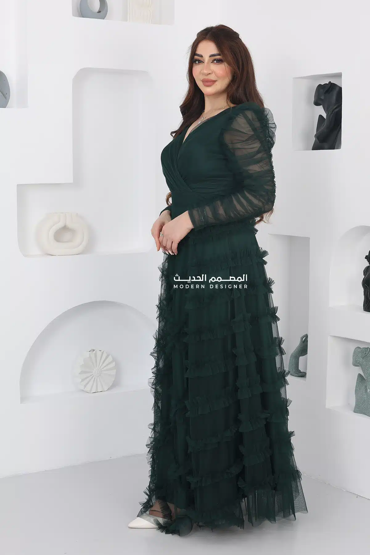 فستان سهرةفخم طبقات تل فستان سهرةفخم طبقات تل