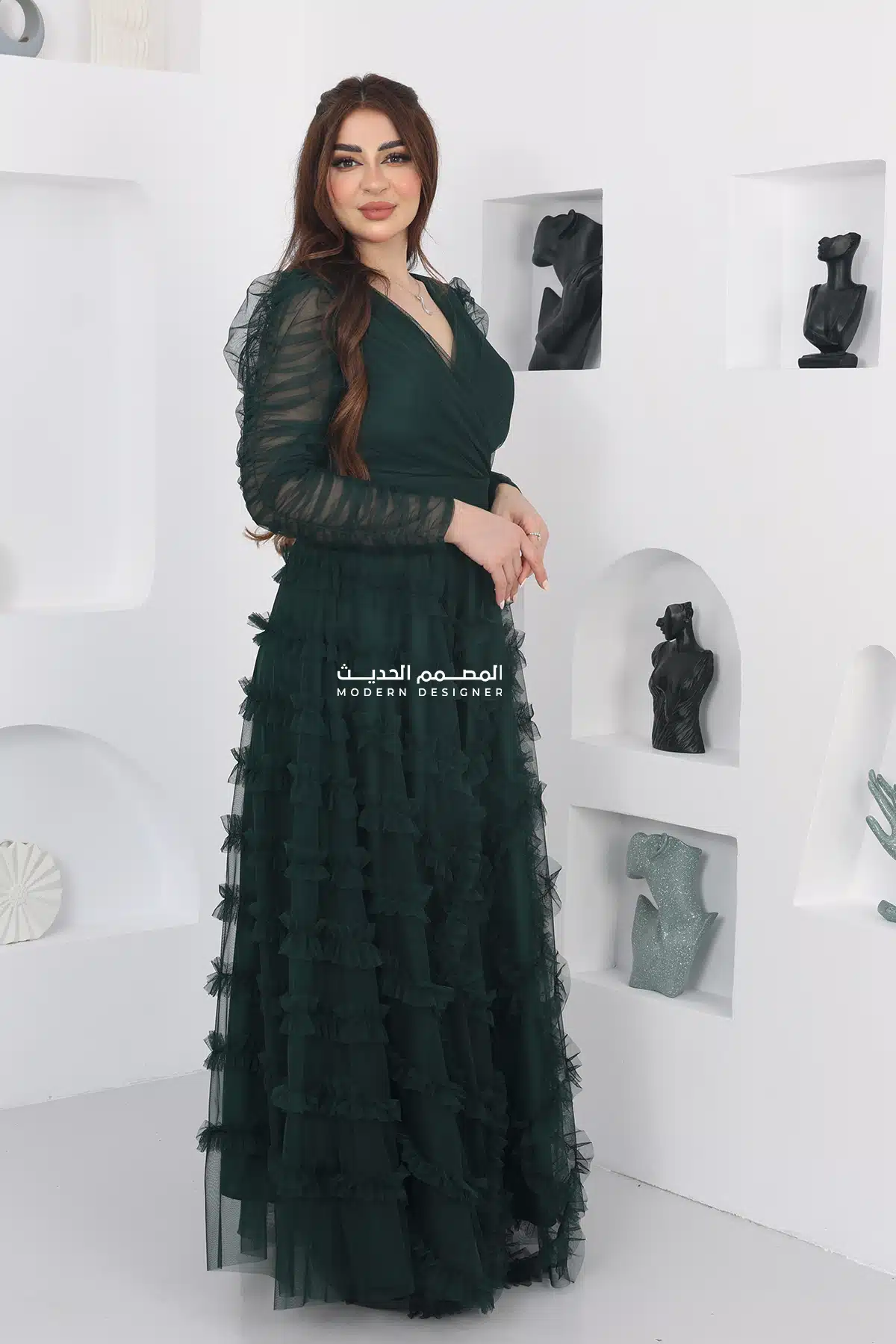 فستان سهرةفخم طبقات تل فستان سهرةفخم طبقات تل