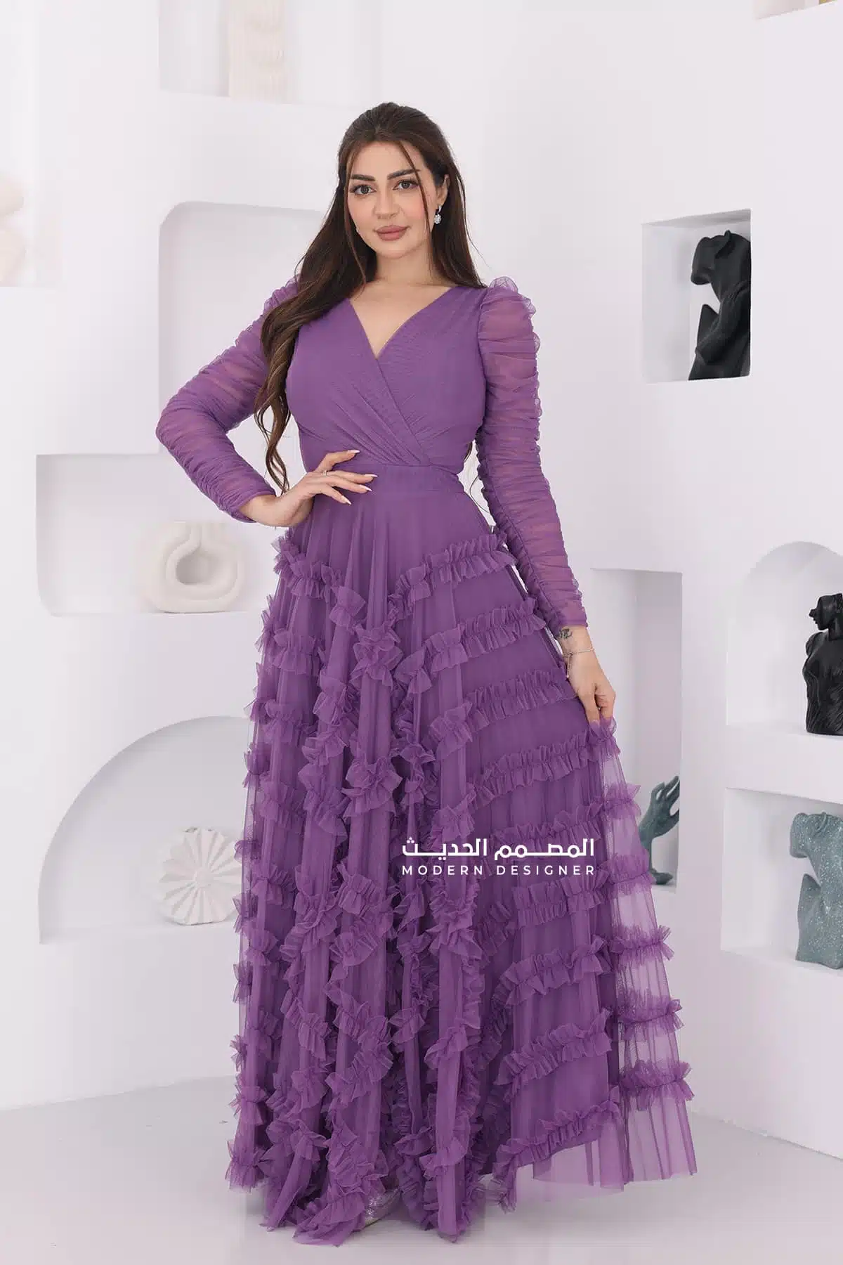 فستان سهرةفخم طبقات تل فستان سهرةفخم طبقات تل