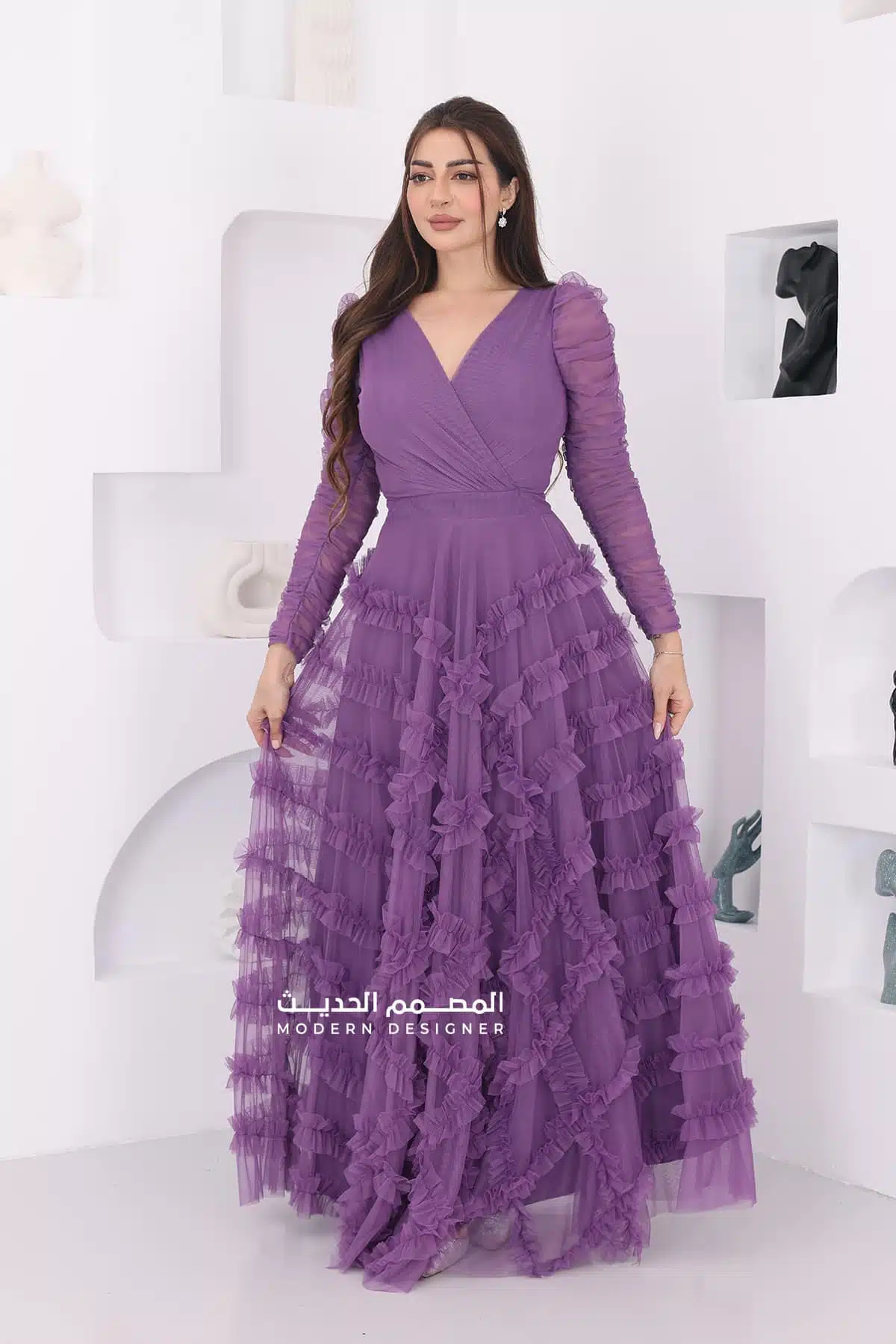 فستان سهرةفخم طبقات تل فستان سهرةفخم طبقات تل