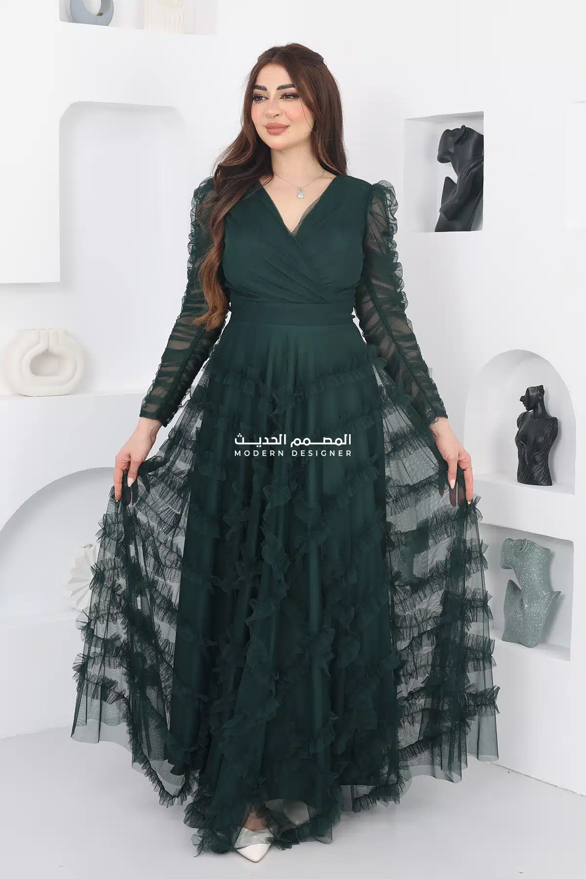 فستان سهرةفخم طبقات تل فستان سهرةفخم طبقات تل