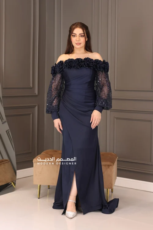 فستان سهره بأكمام شفافة