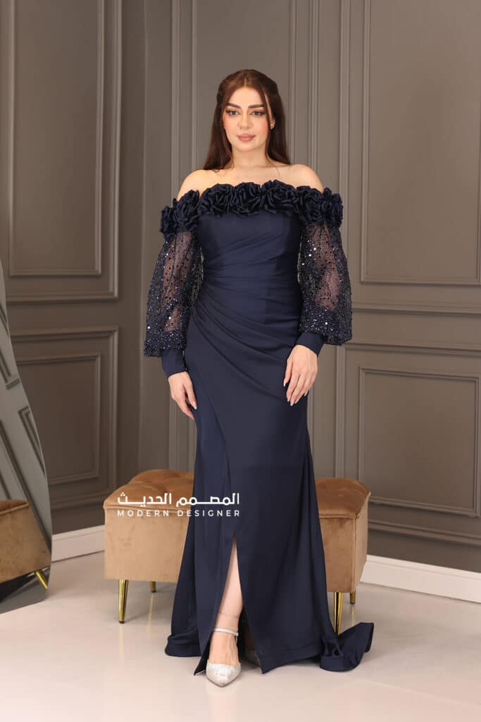فستان سهره بأكمام شفافة فستان سهره بأكمام شفافة