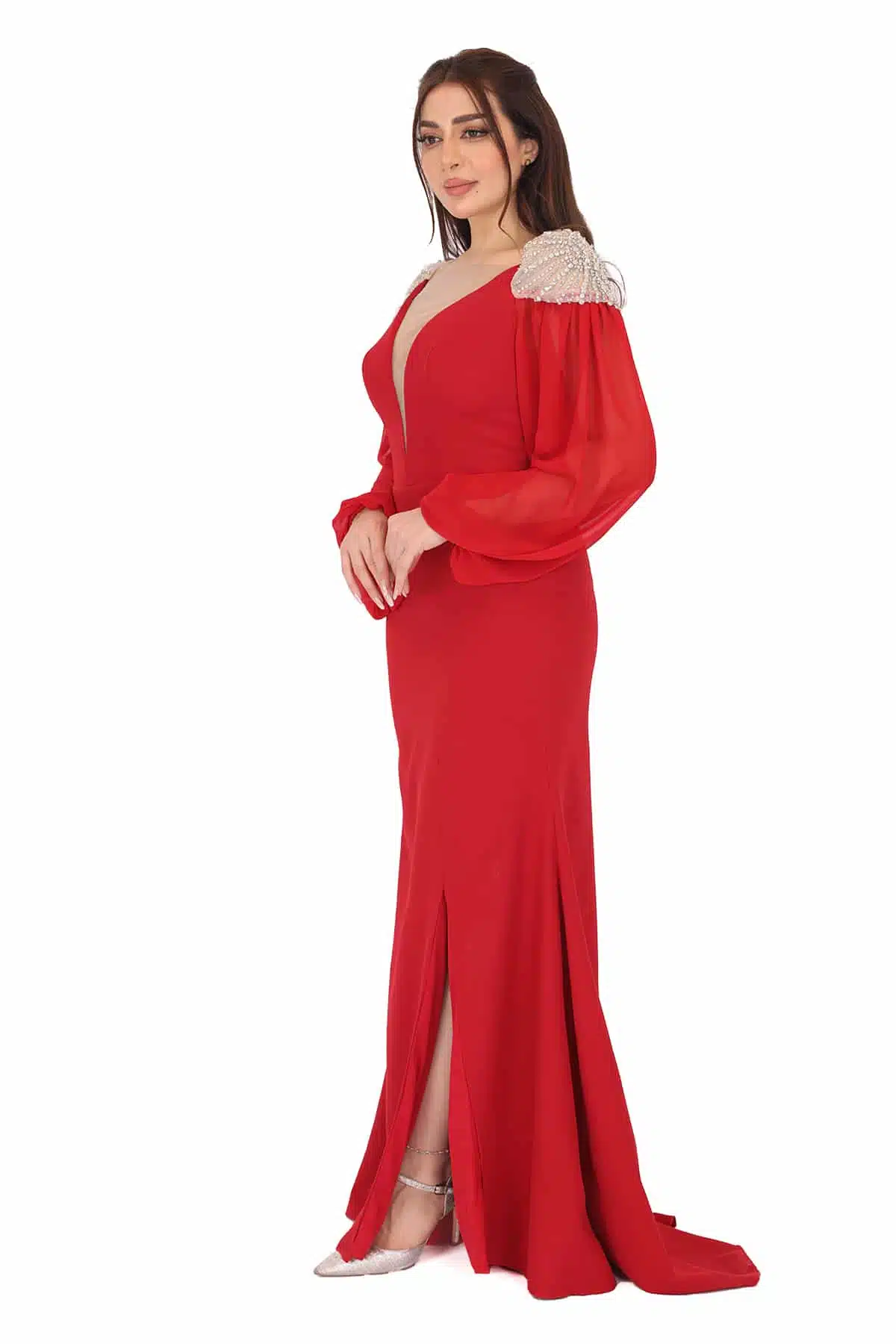 فستان مناسبات بأكمام شيفون فستان مناسبات بأكمام شيفون