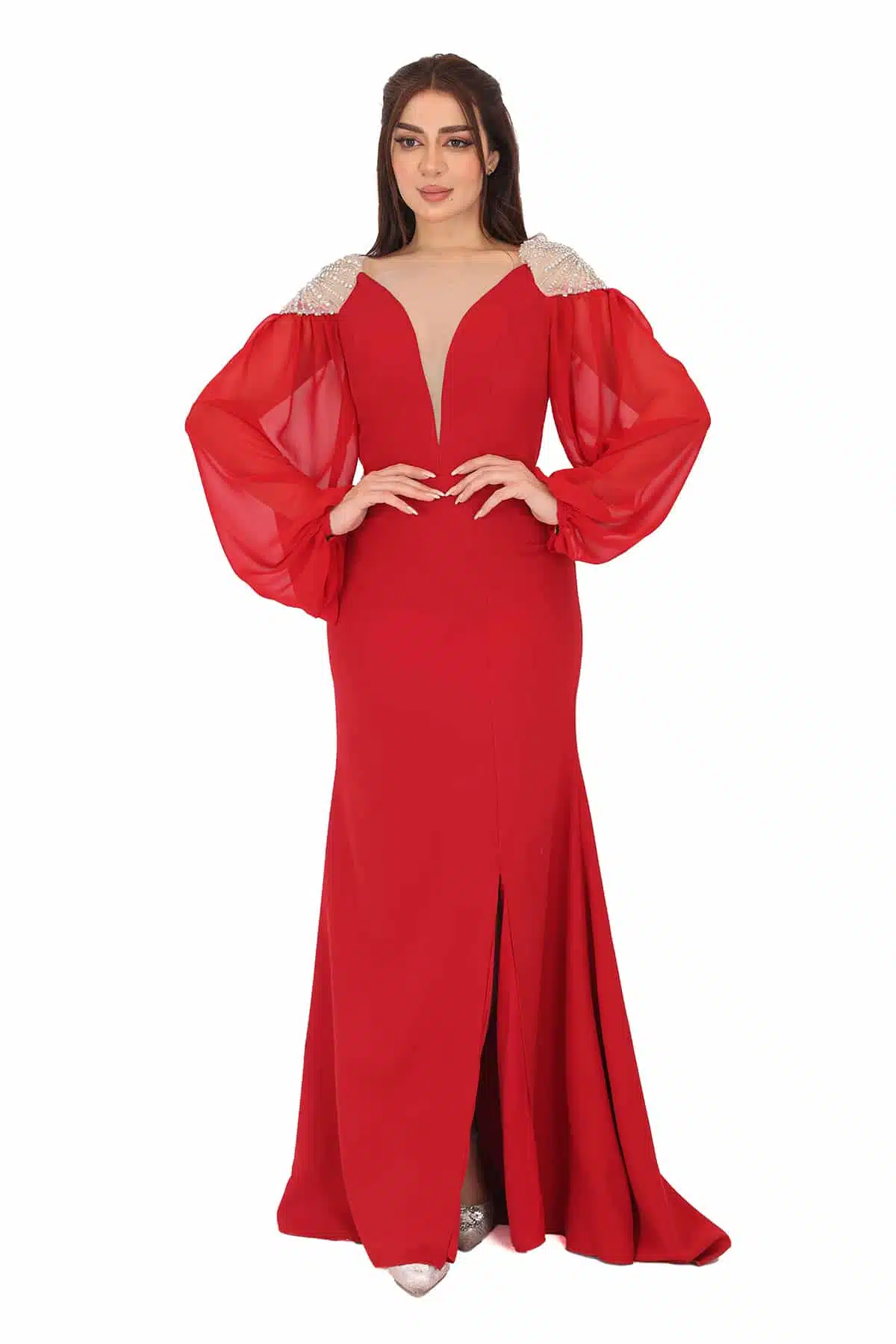 فستان مناسبات بأكمام شيفون فستان مناسبات بأكمام شيفون