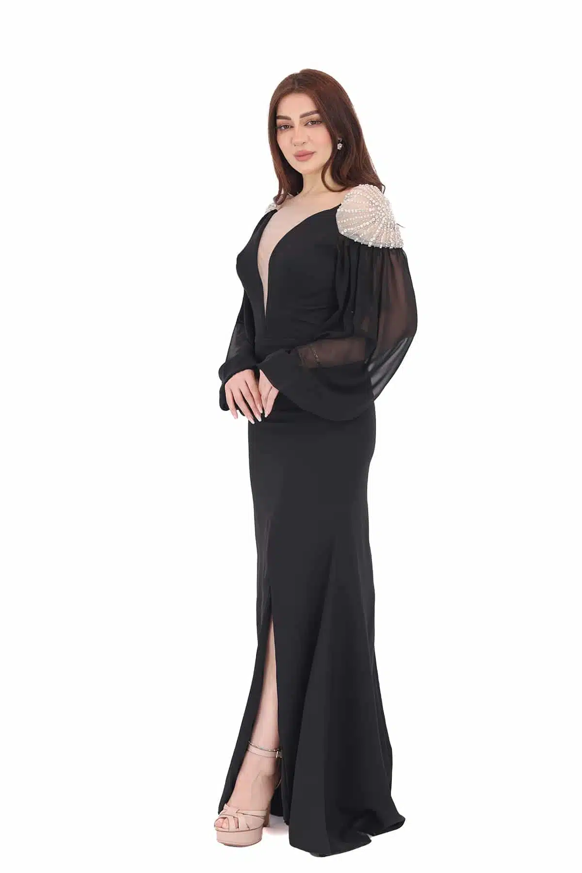 فستان مناسبات بأكمام شيفون فستان مناسبات بأكمام شيفون