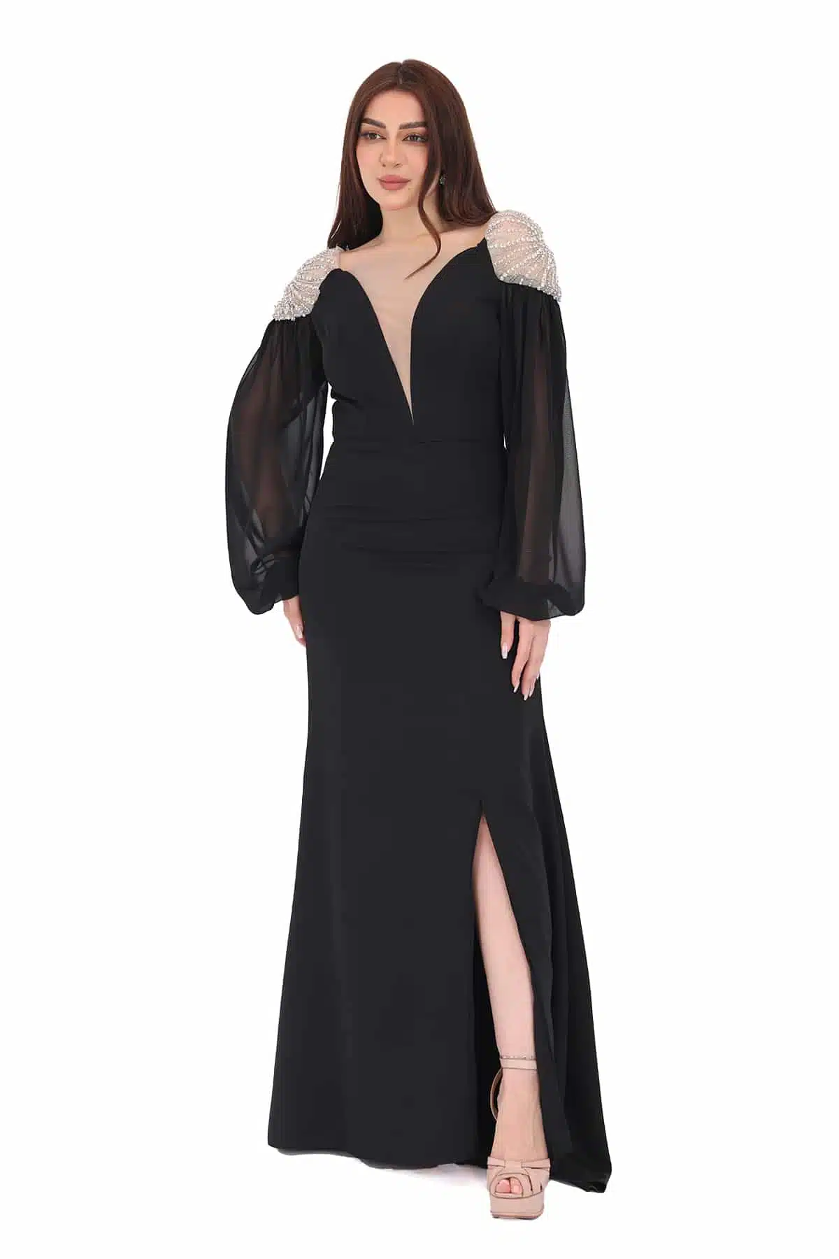 فستان مناسبات بأكمام شيفون فستان مناسبات بأكمام شيفون