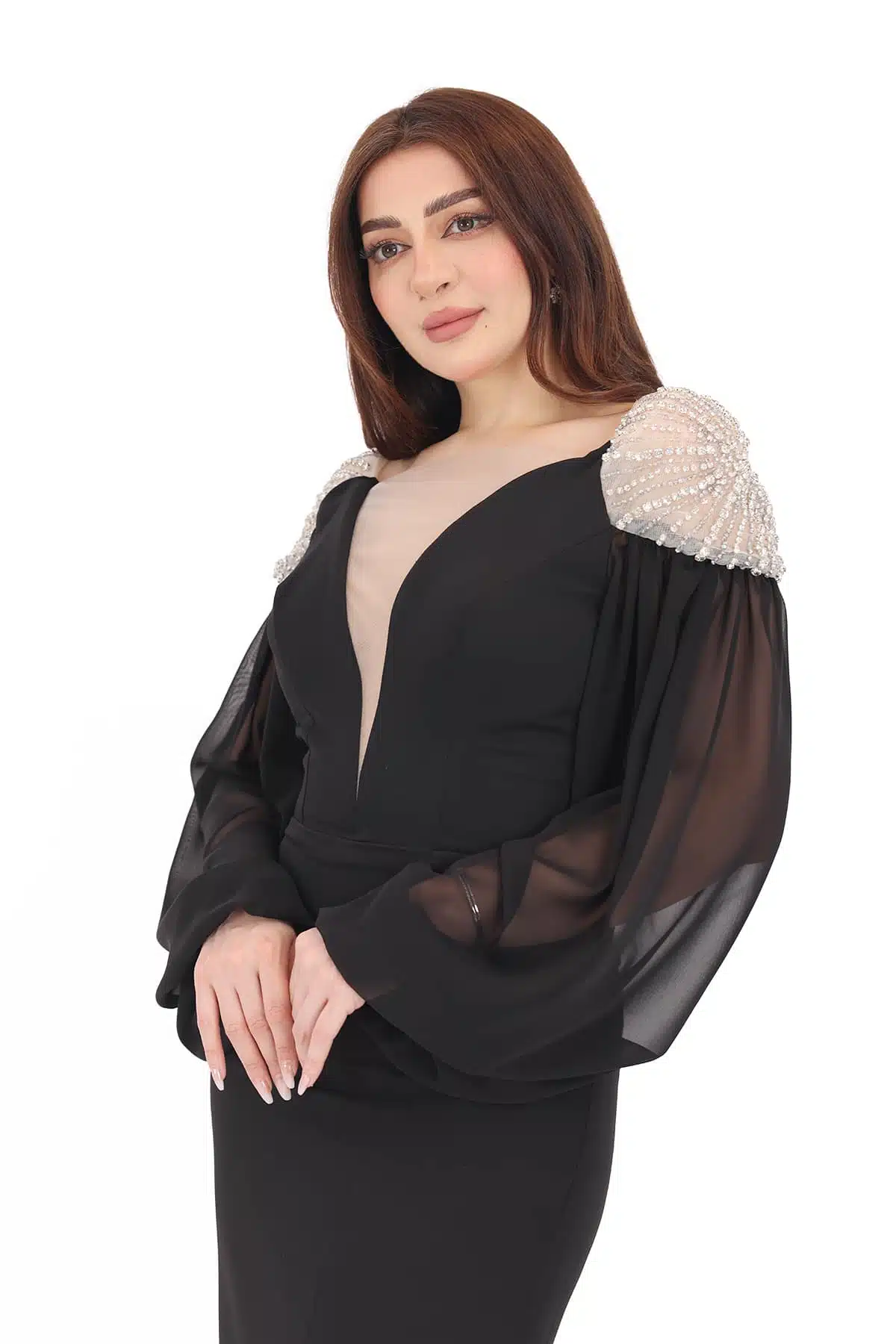 فستان مناسبات بأكمام شيفون فستان مناسبات بأكمام شيفون