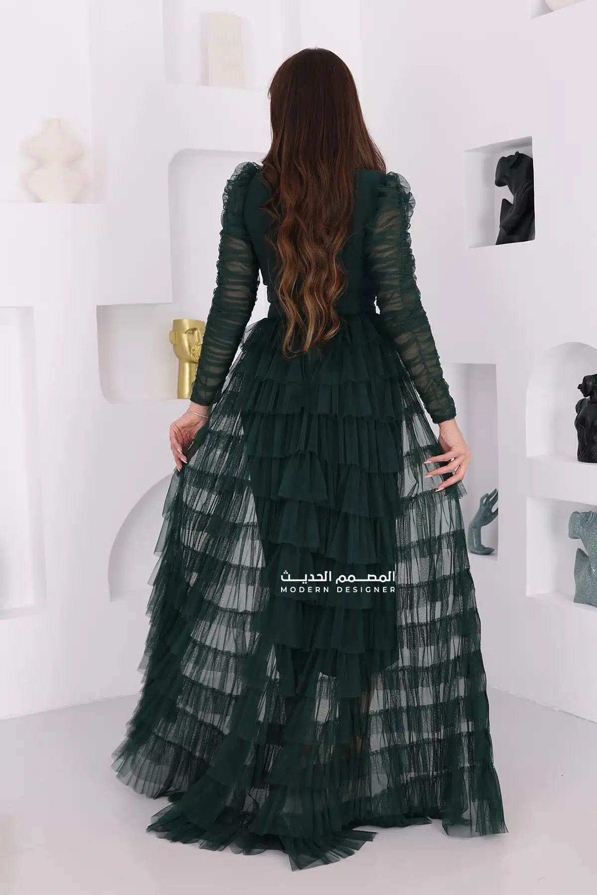 فستان ميدي زيتي فخم فستان ميدي زيتي فخم