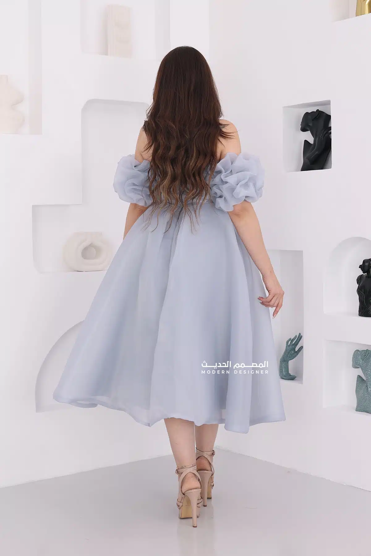 فستان ميدي سهرة بتطريز راقي