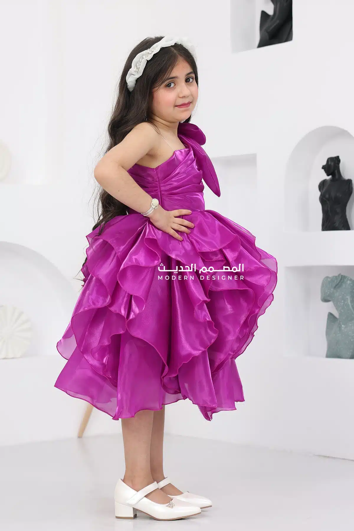 فستان بناتي بفونكة فخمة على الكتف فستان بناتي بفونكة فخمة على الكتف