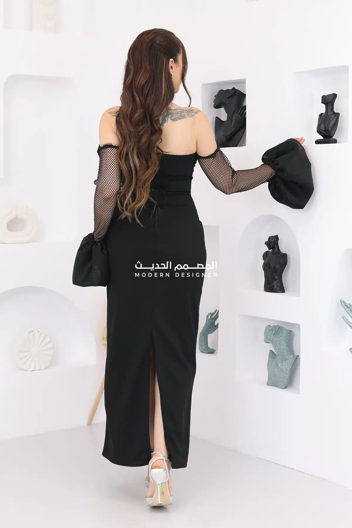 فستان سهرة بفيونكة راقية على الصدر فستان سهرة بفيونكة راقية على الصدر