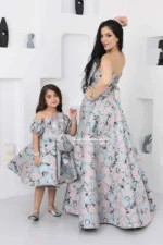 فستان سهرة بفيونكة مطرزة أنيقة