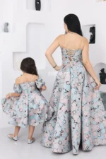 فستان سهرة بفيونكة مطرزة أنيقة