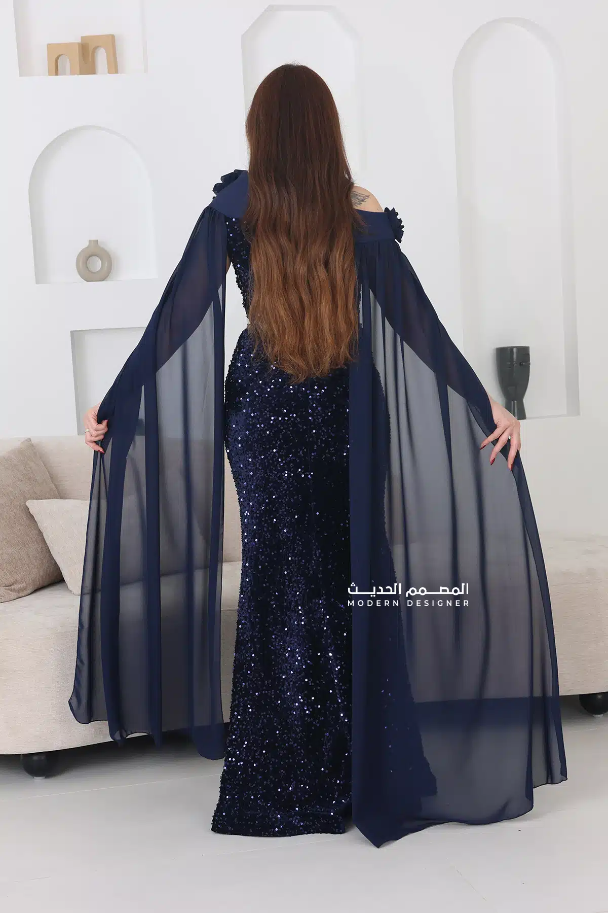 فستان سهرة مخمل طويل