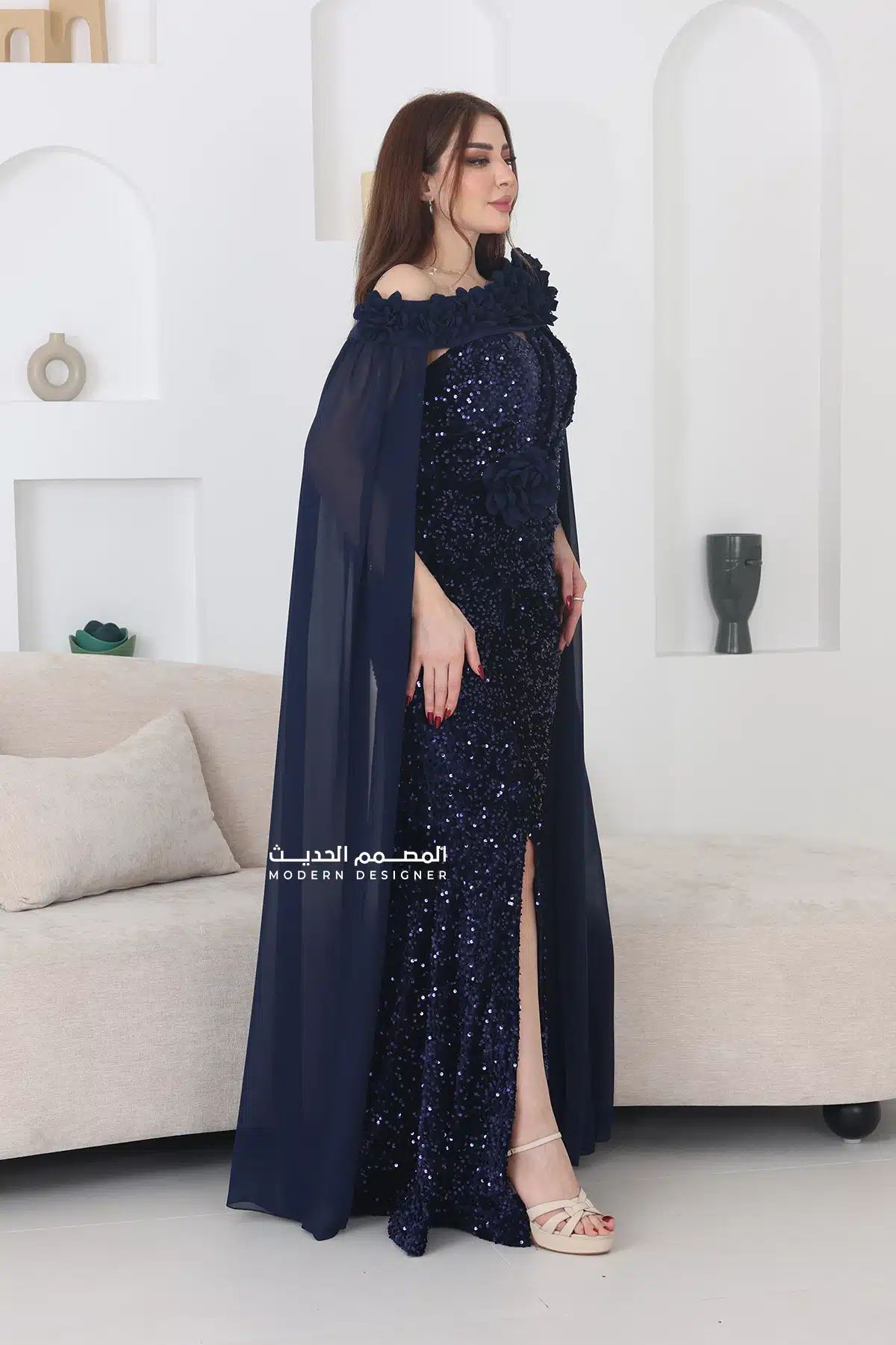 فستان سهرة مخمل طويل