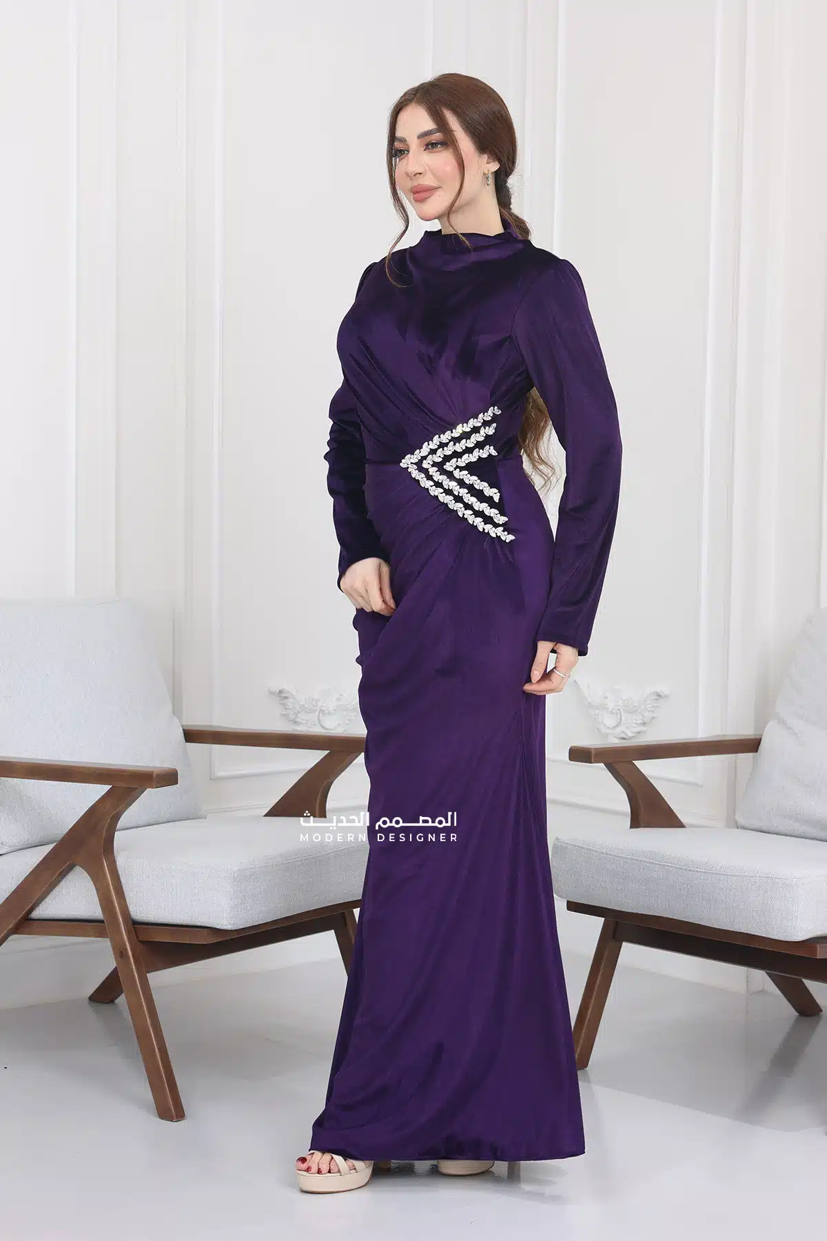 فستان طويل ناعم شتوي فخم فستان طويل ناعم شتوي فخم