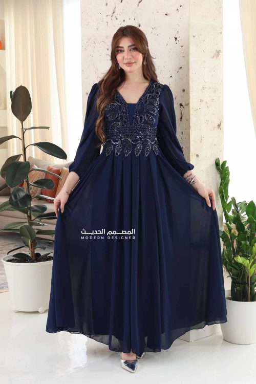 فستان شيفون مطرز راقي