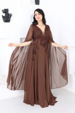 فستان سهرة مطرز طويل