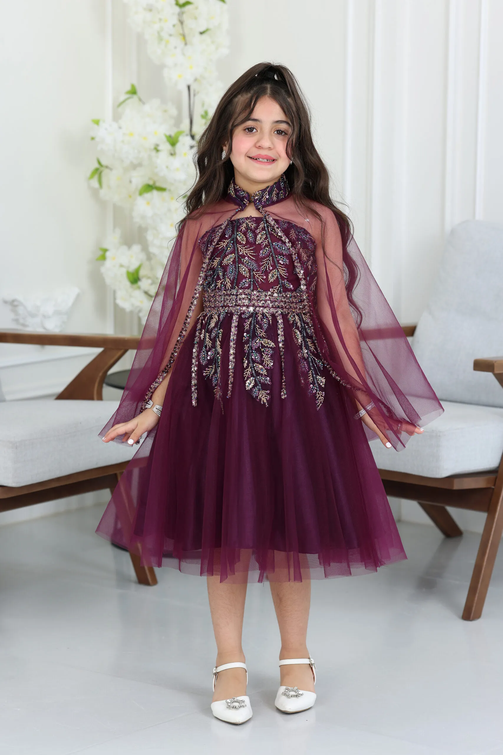 فستان بناتي كاب مطرز