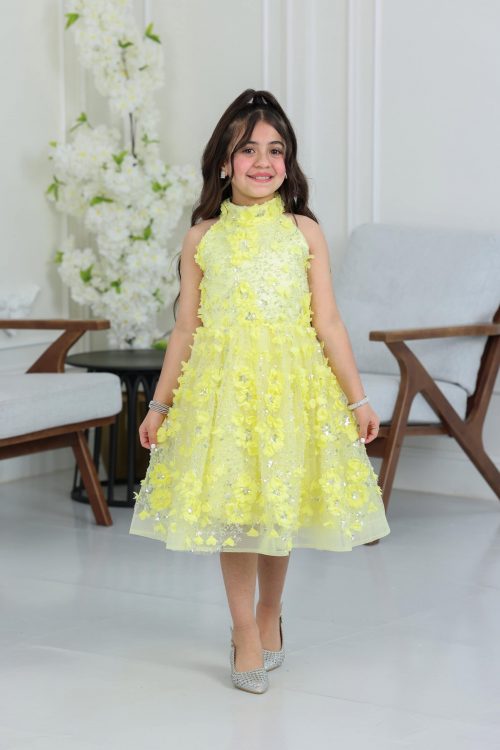 فستان بناتي مطرز ورد