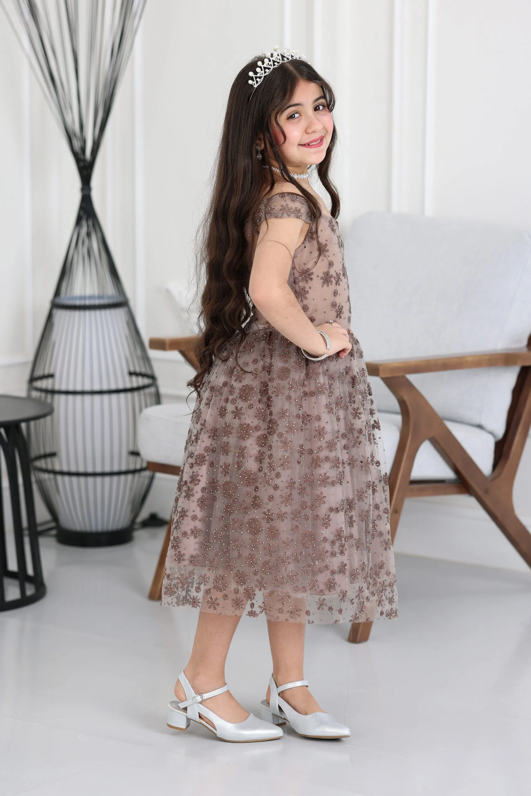 فستان بناتي سهرة كتف