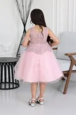 فستان بناتي تطريز لؤلؤ