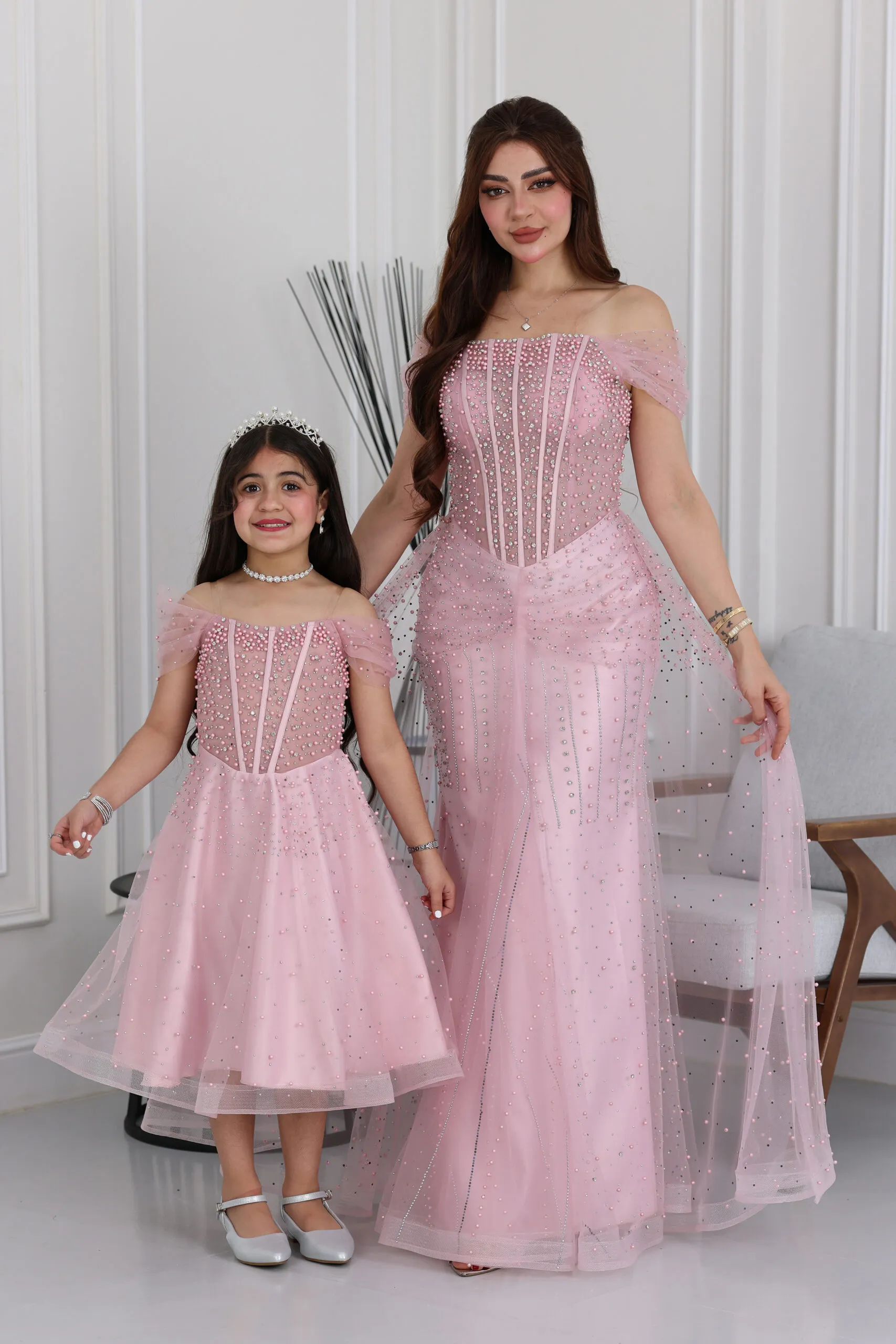 فستان بناتي لؤلؤ فخم