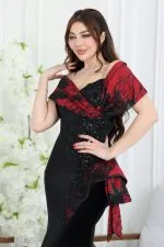 فستان مخمل ملكي طويل