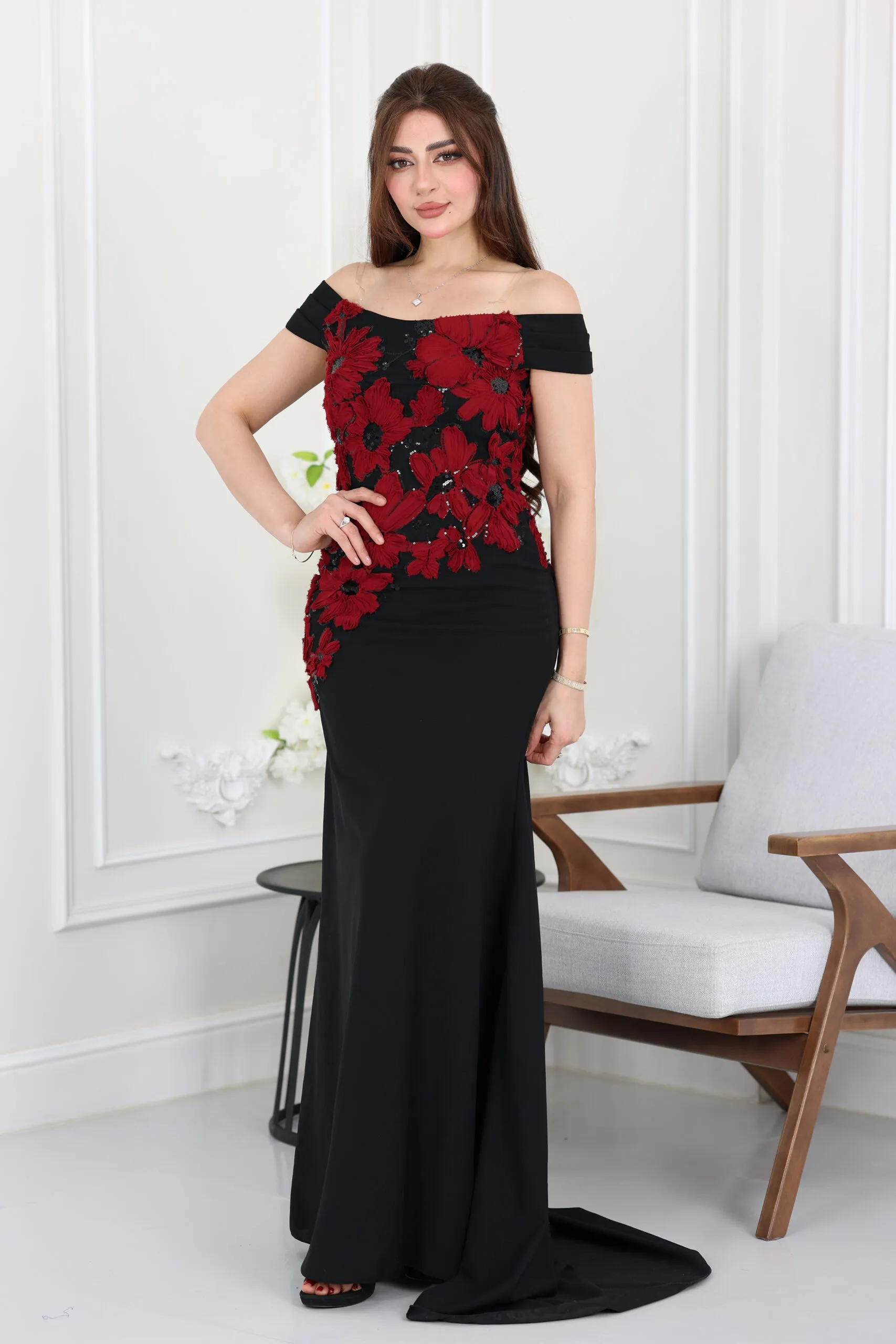 فستان سهرة اوف شولدر انيق