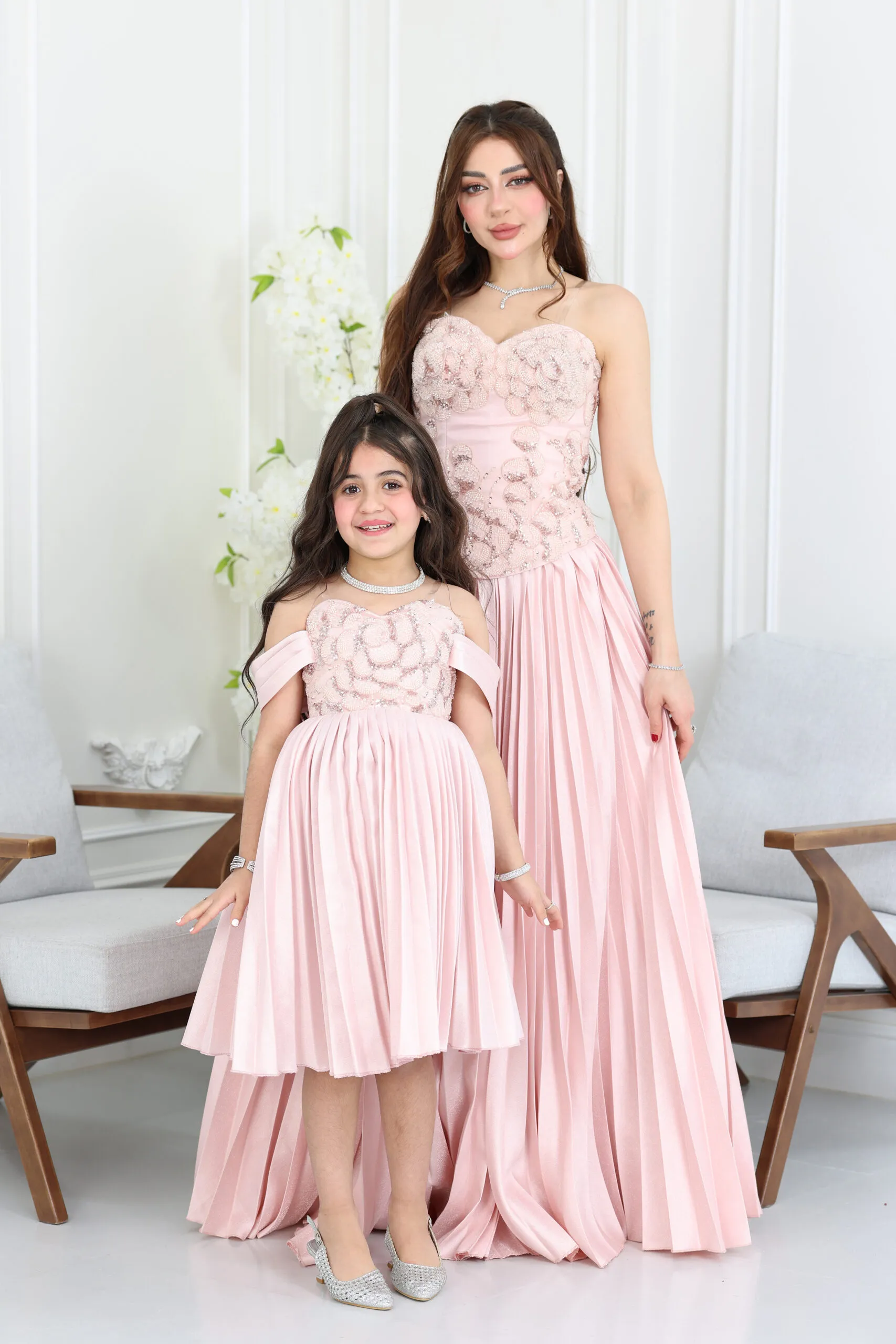 فستان سهرة بليسيه مطرز