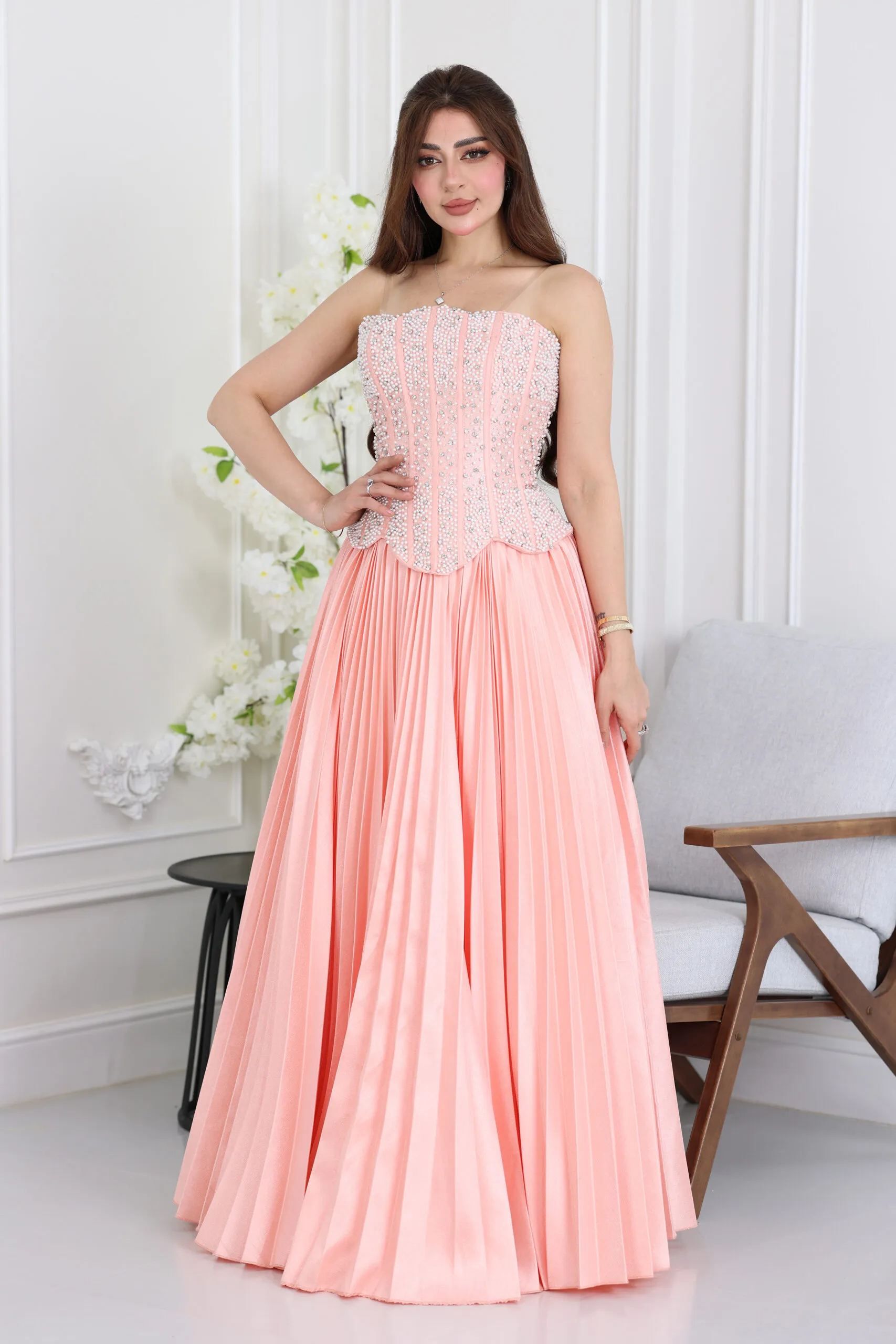 فستان سهرة بليسيه راقي