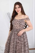 فستان سهرة فخم مطرز كتف