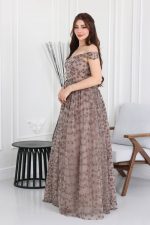 فستان سهرة فخم مطرز كتف