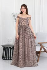 فستان سهرة فخم مطرز كتف