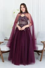 فستان سهرة كاب مطرز