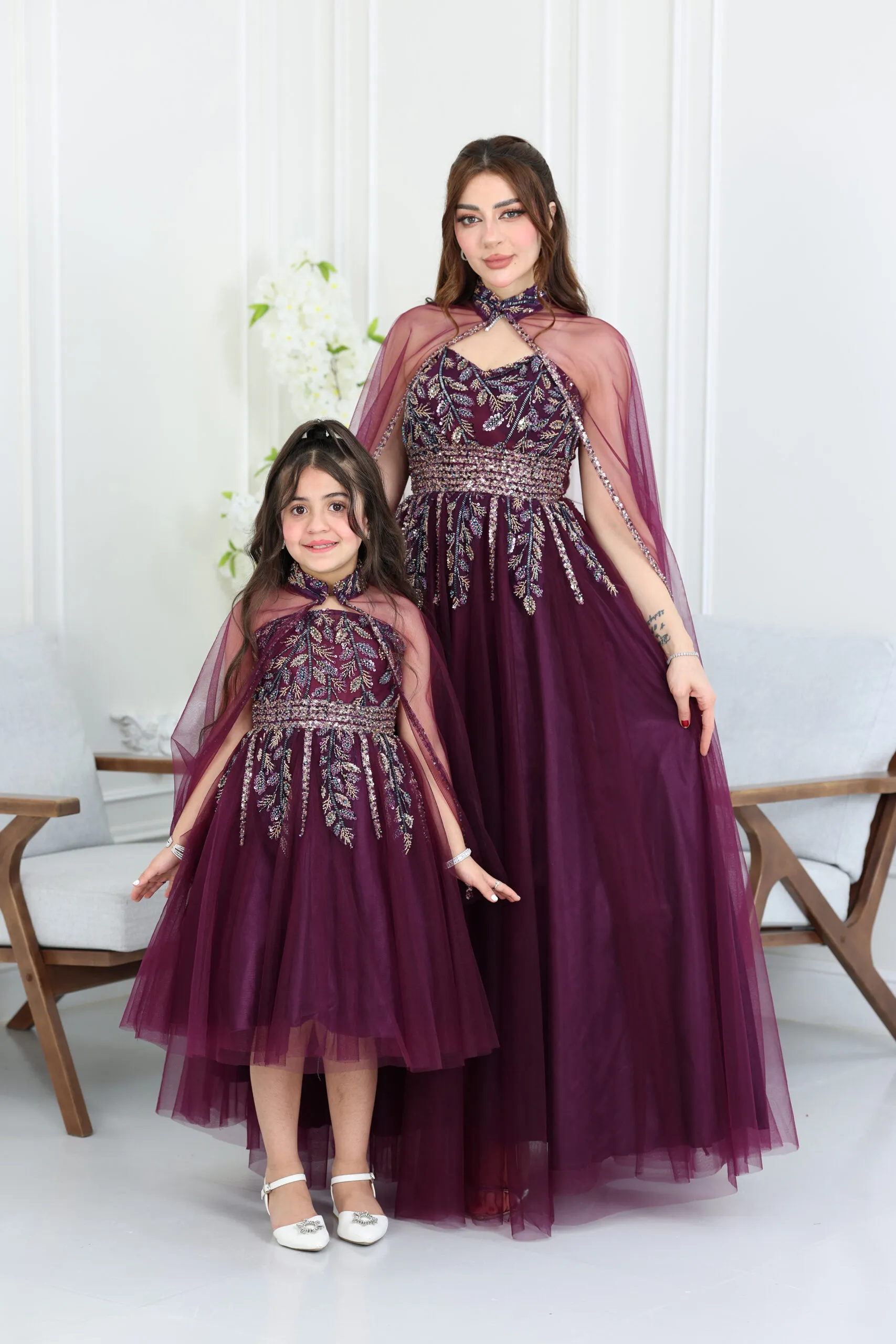 فستان بناتي كاب مطرز